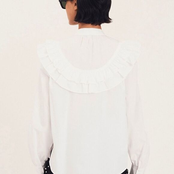 NWT Derek Lam Renee Long Sleeve Ruffle Button Down White Blouse - Picture 7 of 14